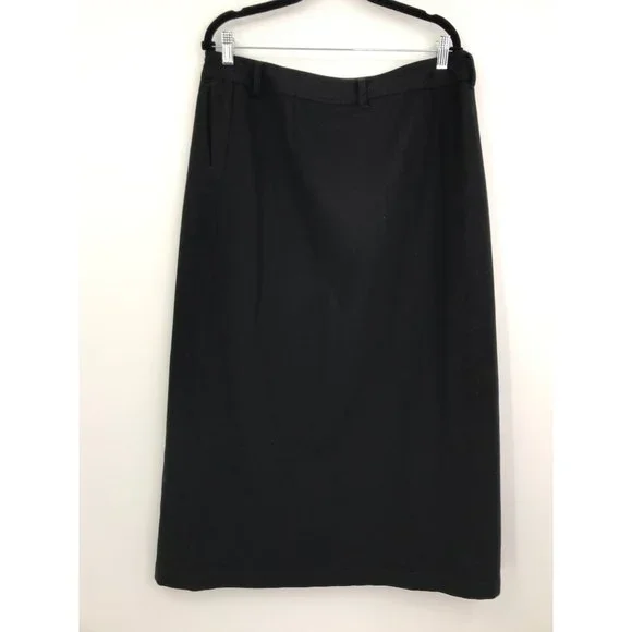 Eddie Bauer Wool Blend Maxi Wrap Skirt Black 14 Tall - Picture 5 of 6